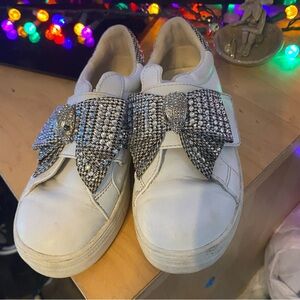 Kurt Geiger White Sneakers with Silver Bow